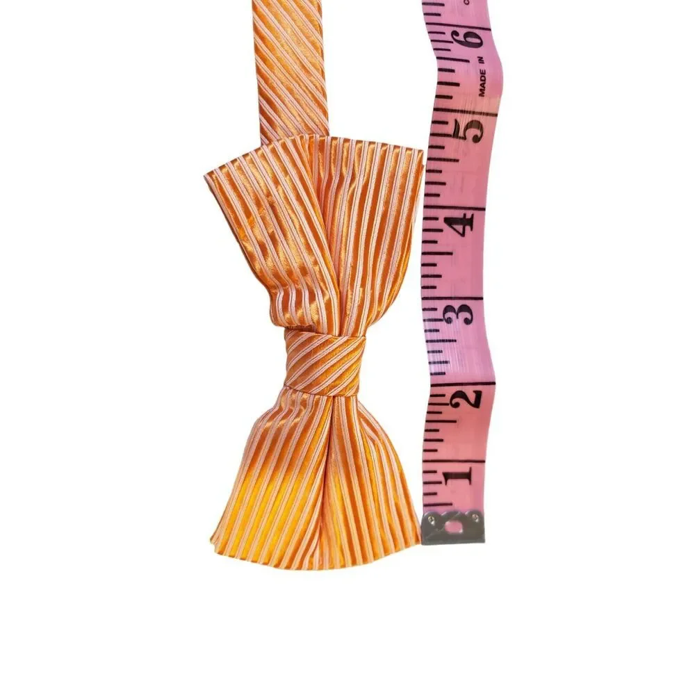 JON VANDYK HOLLAND BOW TIE‎ Mens Orange With Lt Orange Stripe Handmade 100% Poly